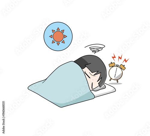 寝起きが悪い女の子のイラスト