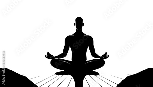 silhouette of a man in yoga position