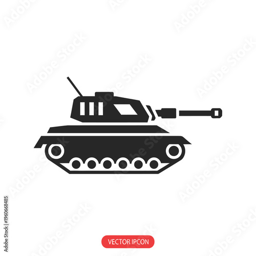 Black military tank icon vector illustration
