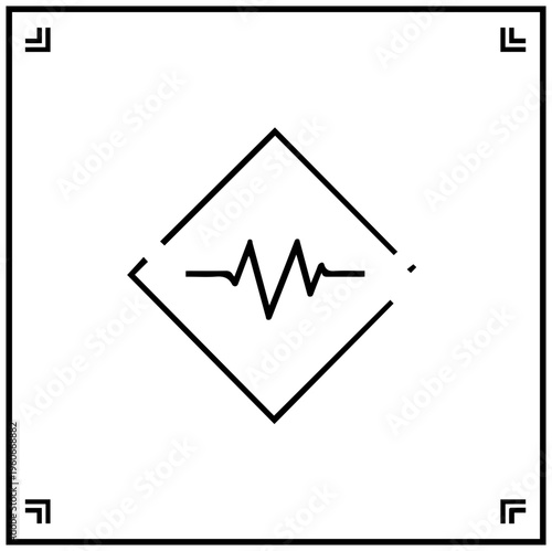 Minimalist black line icon of ease of movement and energy flow in a diamond shape on white background