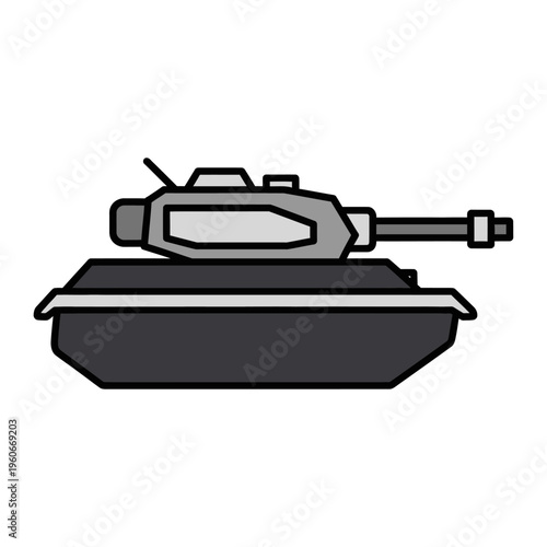 Modern Military Tank Illustration - Armored Vehicle Icon