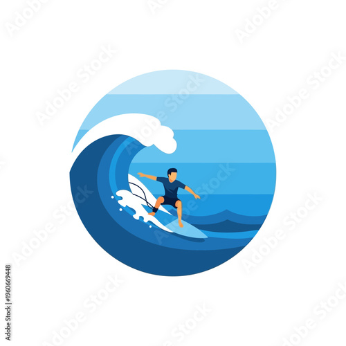 Surfer riding a wave, extreme sport, ocean water, summer recreation, active lifestyle