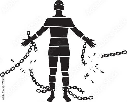 Breaking free, freedom, silhouette, breaking chains, liberation