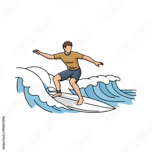 Surfer Riding Wave, Action Sport, Summer Vacation, Ocean Activity