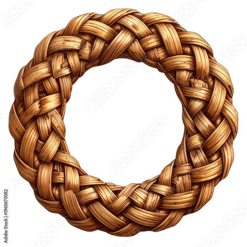 Intricate Braided Wreath Design in Warm Natural Wood Tone