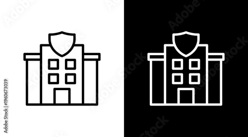 Police Station White Icon Set Design