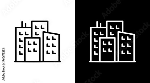 City Skyline White Icon Set Design