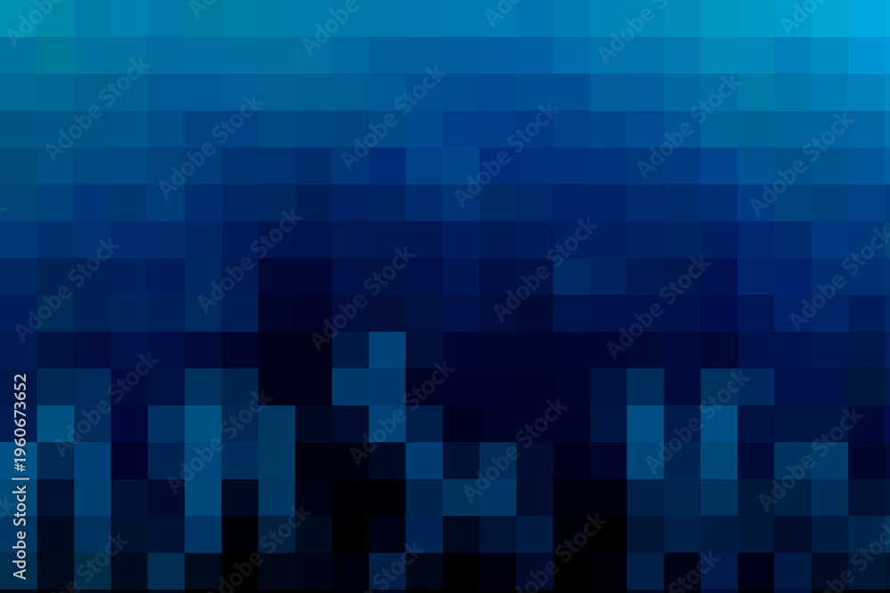 Fototapeta premium Deep Blue Mosaic Pixel Cityscape Background, Abstract Geometric Square Pattern, Dark Teal Navy Gradient Texture, Modern Wallpaper for Design, Banner, Presentation and Creative Digital Art Projects