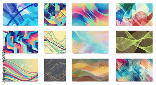 Abstract Backgrounds Collection: Vibrant Colors, Wavy Lines, Geometric Patterns