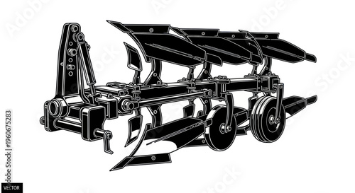 Agricultural Plow Equipment - Vector Illustration