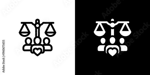 Social Ethics icon concept with flat Black White Background. Vector illustration.
