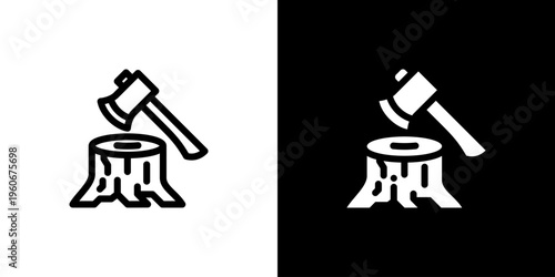 Deforestation icon concept with flat Black White Background. Vector illustration.