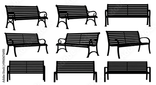 Park Bench Silhouettes - A Collection of Outdoor Seating Designs.
