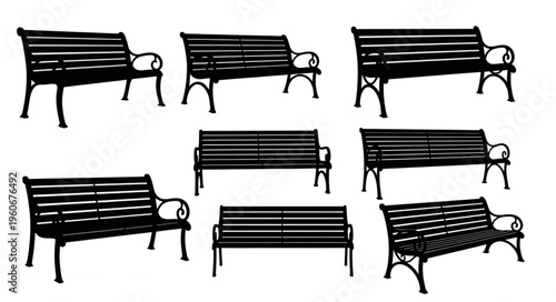Silhouetted Park Benches - A Collection of Outdoor Seating Designs.