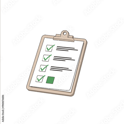 Simple graphic of a clipboard displaying a to-do list with several items checked off, indicating task completion.