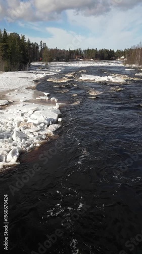 Koitelinkoski rapids in early spring, Oulu Finland