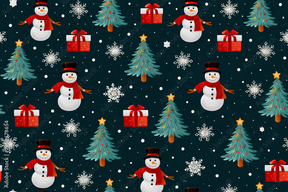 Fototapeta premium Festive Christmas seamless pattern.