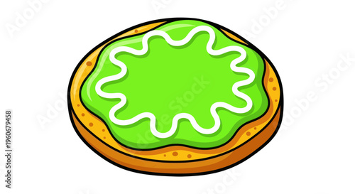 Green Icing Cookie with White Swirls