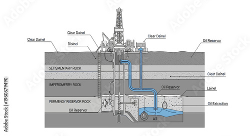 Oil Extraction Process Diagram with Reservoir Layers