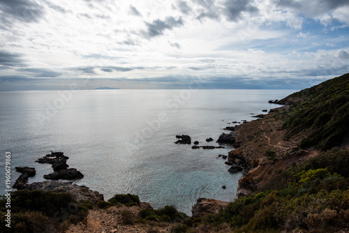 Canvastavla Rocky Mediterranean coastline with calm sea