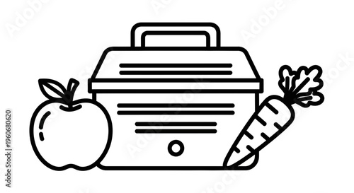 Healthy lunchbox with fresh fruit and vegetable