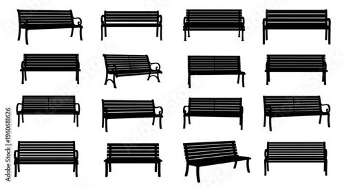Park Bench Silhouettes - A Collection of Outdoor Seating Designs.
