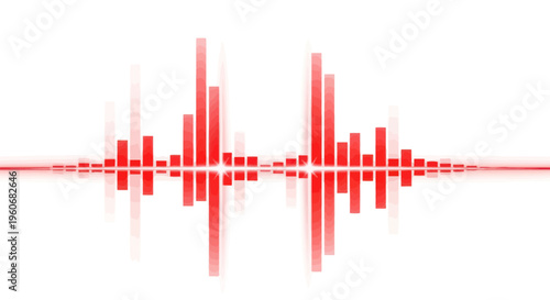 Red Sound Waveform Graphic On White Background - Audio Spectrum Visualizer