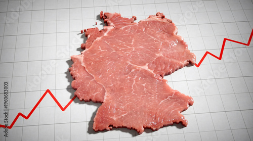 Fleischkonsum in Deutschland - Rohes Fleisch in Form von Deutschland