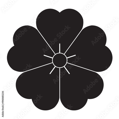 日本の伝統的な植物紋の家紋「桜紋」のイラストベクターデータ