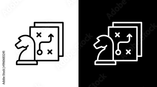 Strategic Planning White Icon Set Design