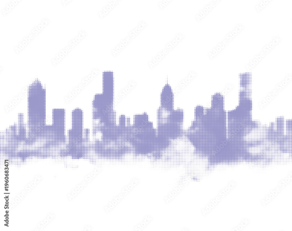 Fototapeta premium Halftone city skyline silhouette