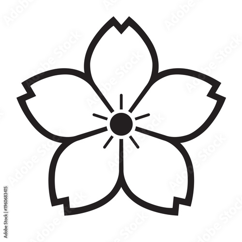 日本の伝統的な植物紋の家紋「桜紋」のイラストベクターデータ