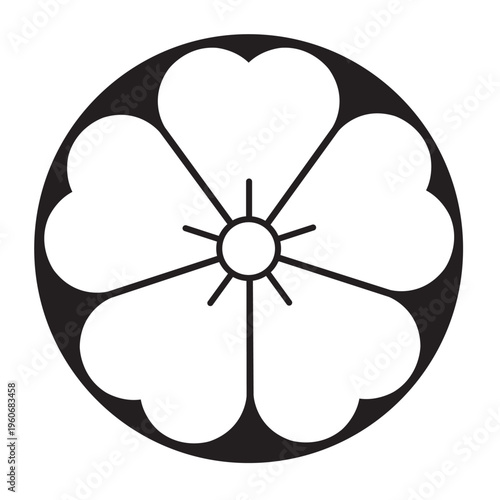 日本の伝統的な植物紋の家紋「桜紋」のイラストベクターデータ
