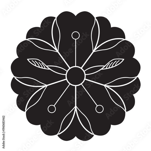 日本の伝統的な植物紋の家紋「桜紋」のイラストベクターデータ