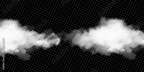 White smoke cloud with overlay effect on transparent background. Realistic border with fog. Vector illustration of smoky mist or toxic vapor on floor. Meteorological phenomenon or condensation.