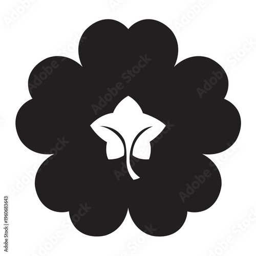 日本の伝統的な植物紋の家紋「桜紋」のイラストベクターデータ