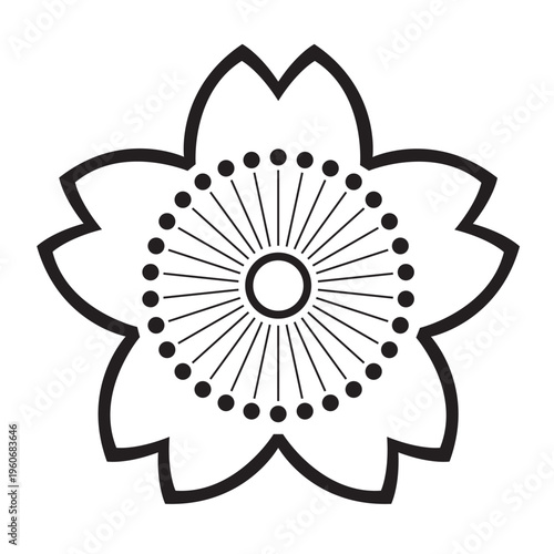 日本の伝統的な植物紋の家紋「桜紋」のイラストベクターデータ