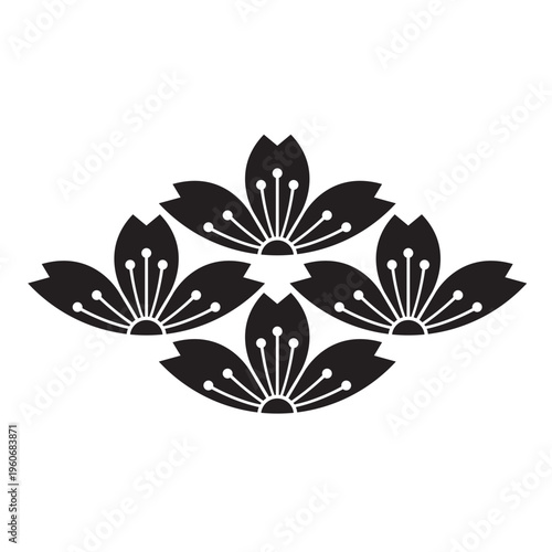 日本の伝統的な植物紋の家紋「桜紋」のイラストベクターデータ