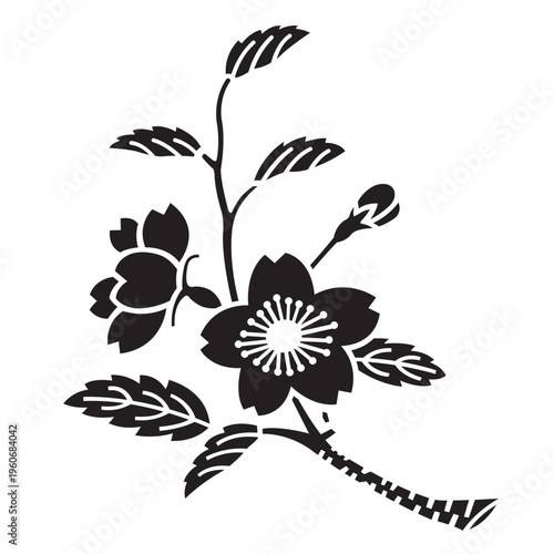 日本の伝統的な植物紋の家紋「桜紋」のイラストベクターデータ