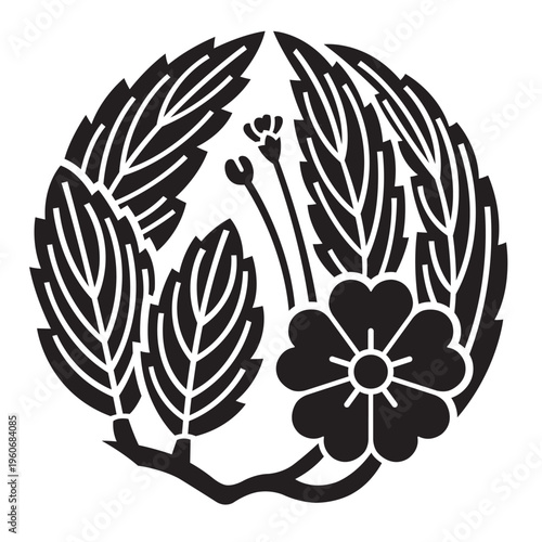 日本の伝統的な植物紋の家紋「桜紋」のイラストベクターデータ