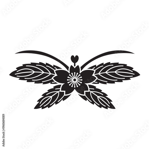 日本の伝統的な植物紋の家紋「桜紋」のイラストベクターデータ