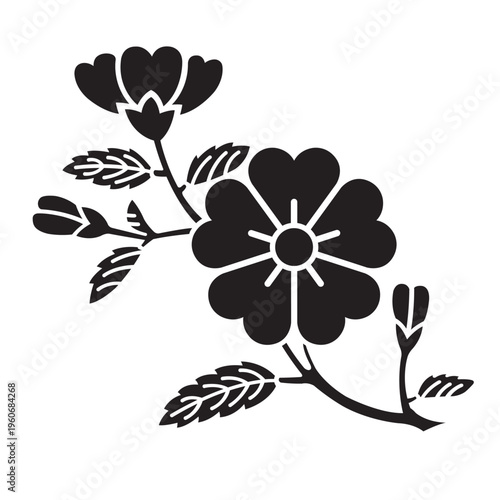 日本の伝統的な植物紋の家紋「桜紋」のイラストベクターデータ