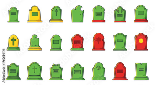 Graveyard Tombstones Collection - Halloween Icon Set