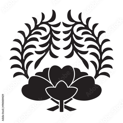 日本の伝統的な植物紋の家紋「桜紋」のイラストベクターデータ