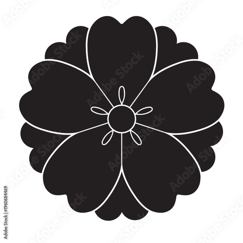 日本の伝統的な植物紋の家紋「桜紋」のイラストベクターデータ