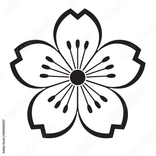 日本の伝統的な植物紋の家紋「桜紋」のイラストベクターデータ