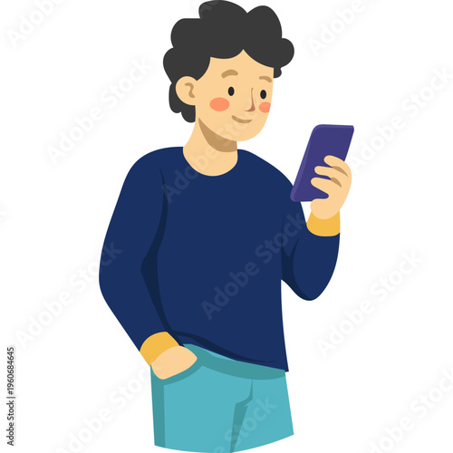 Illustration of Person Using a Mobile Phone
