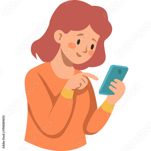 Illustration of Person Using a Mobile Phone
