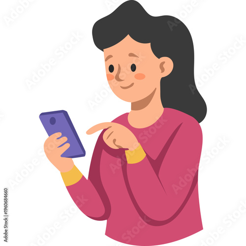 Illustration of Person Using a Mobile Phone