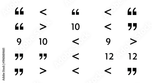 Typographic symbols and numbers on white background